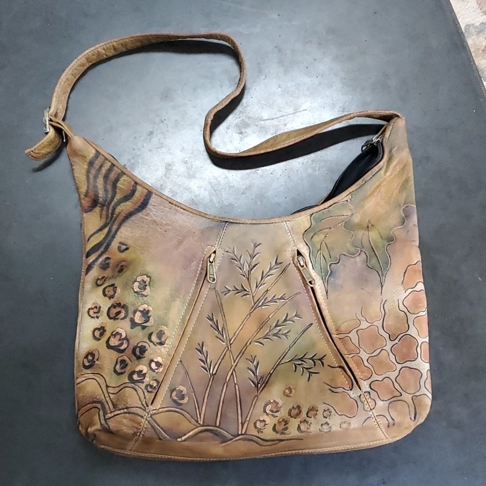 Anushka vintage jungle leopard hand painted shoulder bag